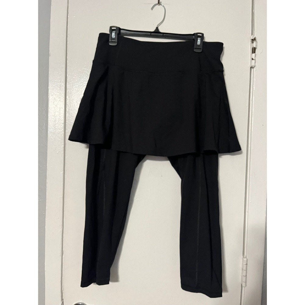AnyAge Wear Womens Skirted Leggings Black Activewear Skort Capri Large